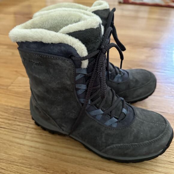 PATAGONIA Women's Size 6.5 Lugano Winter Boots Grey Waterproof Fur Trim -280 - Picture 5 of 13